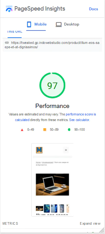 WooCommerce with Flickity slider performance test.